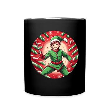 Christmas Elf Fence - Full Colour Mug - black - Front