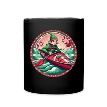 Weihnachtself-kajakfahren - Tasse einfarbig - Schwarz - Vorne