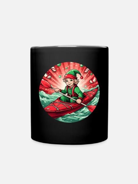 Weihnachtself-kajakfahren - Tasse einfarbig - Schwarz