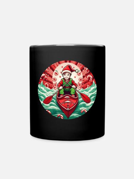 Weihnachtself Kajakfahren - Tasse einfarbig - Schwarz