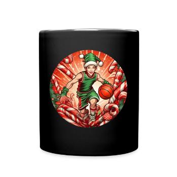 Basket-ball elfe de Noël - Mug uni - noir - Devant