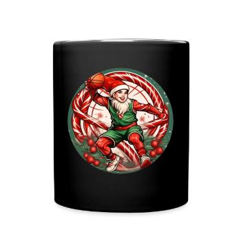 Basket-ball elfe de Noël - Mug uni - noir - Devant