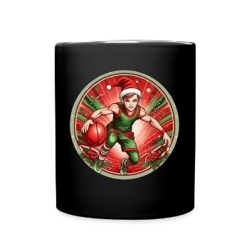 Basket-ball elfe de Noël - Mug uni - noir - Devant