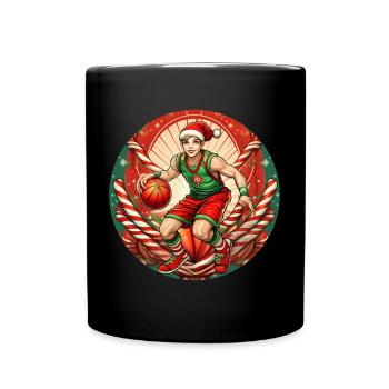 Basket-ball elfe de Noël - Mug uni - noir - Devant