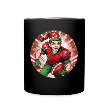 Christmas Elf American Football - Full Colour Mug - black - Front