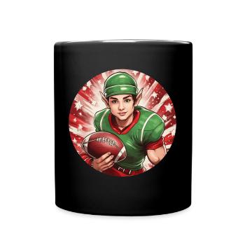 Christmas Elf American Football - Full Colour Mug - black - Front