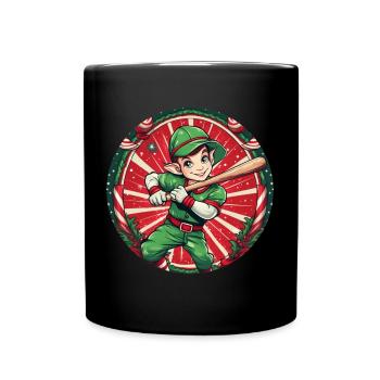 Christmas Elf Baseball - Full Colour Mug - black - Front