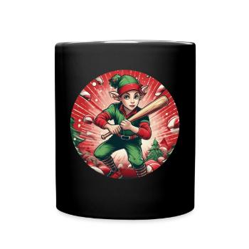 Christmas Elf baseball - Full Colour Mug - black - Front