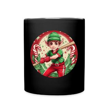 Christmas Elf baseball - Full Colour Mug - black - Front