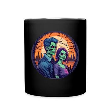 Gruseliges Halloween-party-kostüm, Zombie-paar - Tasse einfarbig - Schwarz - Vorne