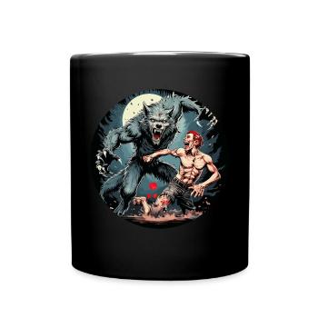 Gruseliges Halloween-partykostüm Werwolf Greift An - Tasse einfarbig - Schwarz - Vorne