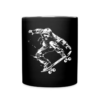 Skateboarder Cartoon Look - Tasse einfarbig - Schwarz - Vorne
