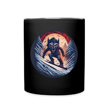 Gruseliges Halloween-partykostüm Werwolf-snowboard - Full Colour Mug - black - Front