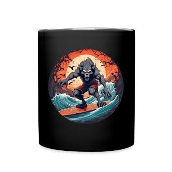 Gruselig Halloween Party Kostüm Werwolf Surfen - Tasse einfarbig - Schwarz - Vorne