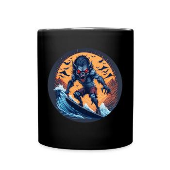 Creepy Halloween party costume werewolf at the - Full Colour Mug - black - Front