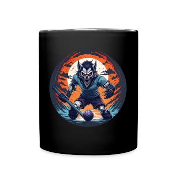 Spooky Halloween party costume werewolf field - Full Colour Mug - black - Front