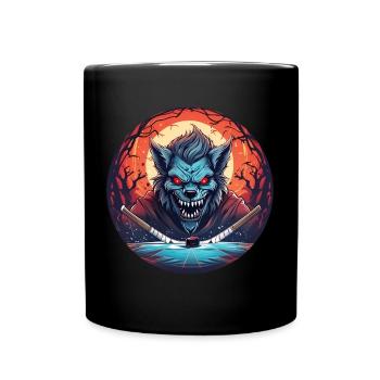 Effrayant Halloween Party Costume Werewolf Field - Mug uni - noir - Devant