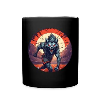 Gruseliges Halloween-partykostüm Werwolf Läuft - Tasse einfarbig - Schwarz - Vorne