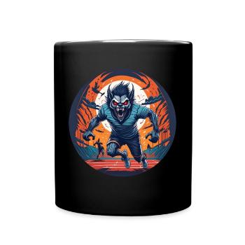 Gruseliges Halloween-partykostüm Werwolf Läuft - Tasse einfarbig - Schwarz - Vorne