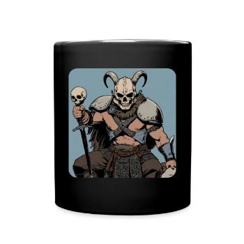 Viking warrior with skull mask and horns - Full Colour Mug - black - Front