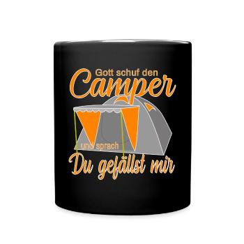 Campen im farbigen Zelt - Tasse einfarbig - Schwarz - Vorne