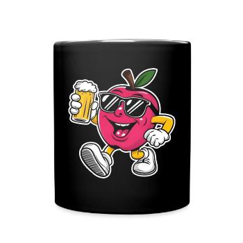 Apfel Trinken Bier - Tasse einfarbig - Schwarz - Vorne