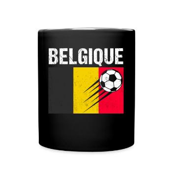 Belgium flag belgian football gift - Full Colour Mug - black - Front