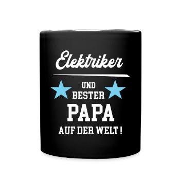 Elektriker Bester Papa Vatertag Geburtstag Chef - Tasse einfarbig - Schwarz - Vorne