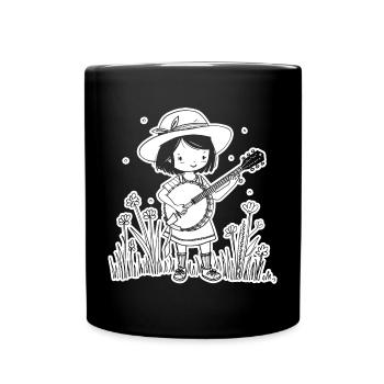 Banjo Spielerin Cartoon Look - Tasse einfarbig - Schwarz - Vorne