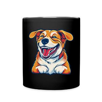 Lachender Hund - Tasse einfarbig - Schwarz - Vorne