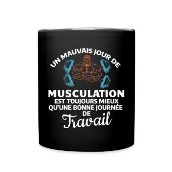 Force et Motivation Musculation - Mug uni - noir - Devant