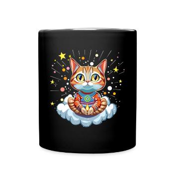 Mysterious Astral Cat - Full Colour Mug - black - Front