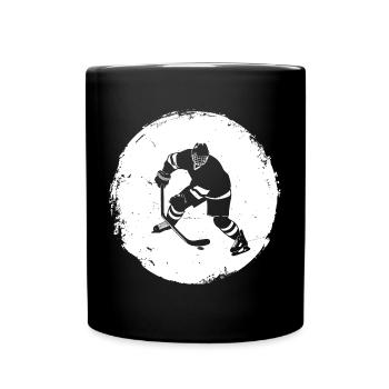 Eishockeyspieler Zeichnung - Tasse einfarbig - Schwarz - Vorne