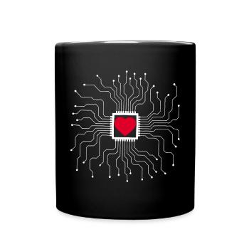Das Herz ist eine Maschine - Tasse einfarbig - Schwarz - Vorne