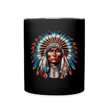 Amerikanisch, Indianer, Amerikaner - Tasse einfarbig - Schwarz - Vorne