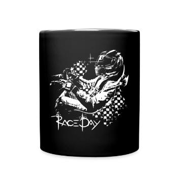 Racing Racer Helmet Car Raceday Symbol Logo - Full Colour Mug - black - Front