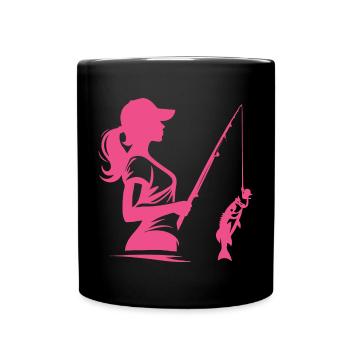 Design simple pour pêcheur avec motif de poisson - Mug uni - noir - Devant