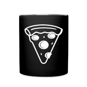 Pizzastück Line Art - Tasse einfarbig - Schwarz - Vorne