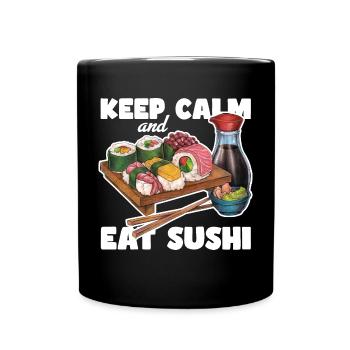 Cooles hangezeichnetes Sushi Geschenk Japan Manga - Tasse einfarbig - Schwarz - Vorne