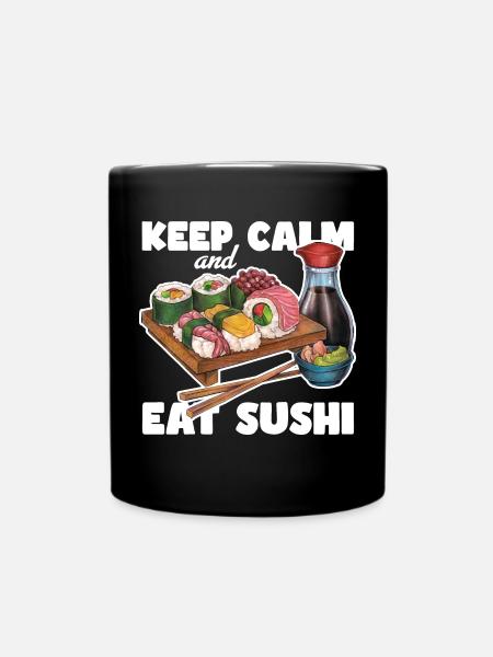 Cooles hangezeichnetes Sushi Geschenk Japan Manga - Tasse einfarbig - Schwarz