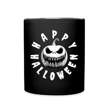 HAPPY HALLOWEEN MOTIF WITH HORROR PUMPKIN - Full Colour Mug - black - Front