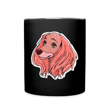 Chien rose aux oreilles tombantes - Mug uni - noir - Devant