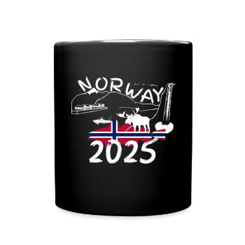 Norway 2025 Cod with mountains and moose fishing - Full Colour Mug - black - Front