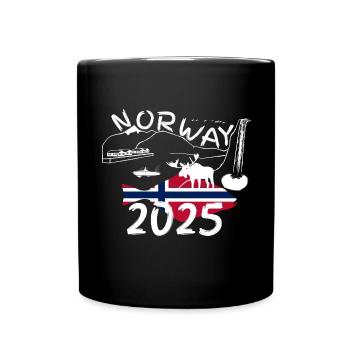 Norway 2025 Halibut with mountains and moose fishing - Full Colour Mug - black - Front