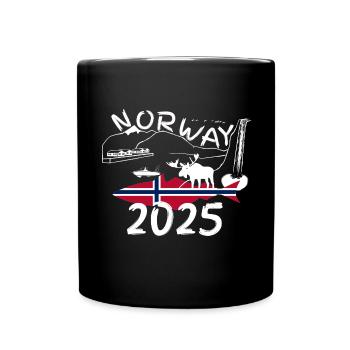 Norway 2025 Pollock with Mountains and Moose Fishing - Full Colour Mug - black - Front