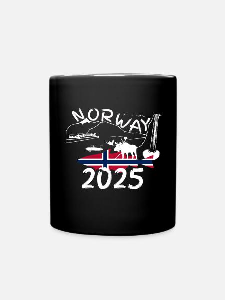 Norway 2025 Pollack with Mountains and Moose Fishing - Full Colour Mug - black