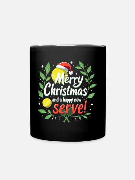Tennis merry Christmas Hoodie Mug Shirt - Full Colour Mug - black