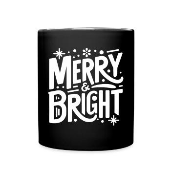 Merry & Bright Handlettering - Tasse einfarbig - Schwarz - Vorne