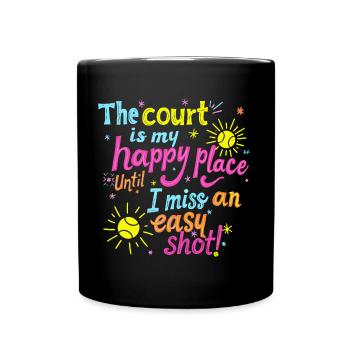 Tennis T-Shirt Hoodie Happy Place - Full Colour Mug - black - Front