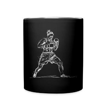 Weiblicher Boxer Skizze - Tasse einfarbig - Schwarz - Vorne